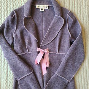 Beebop & Wally - Unique violet felt blazer/jacket with ribbon, size S